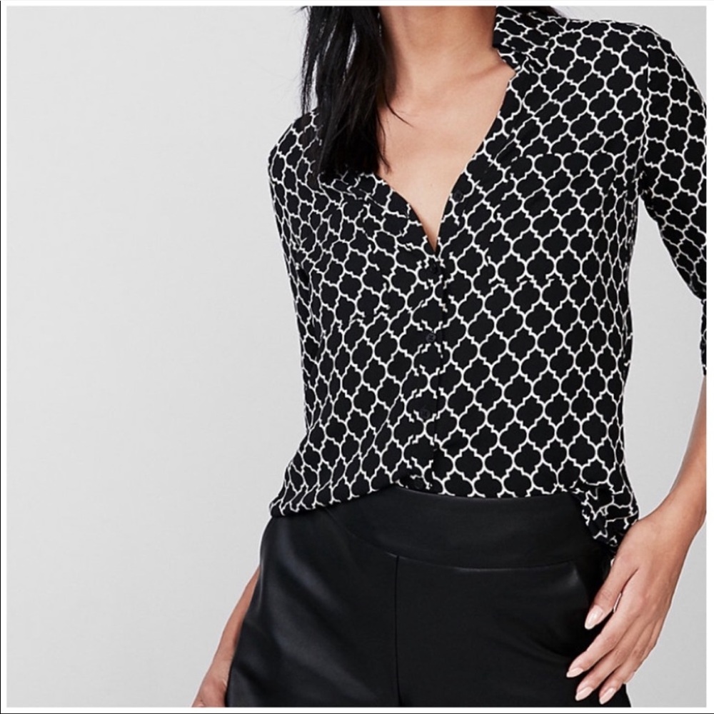 Express Black and White Button Down Shirt
